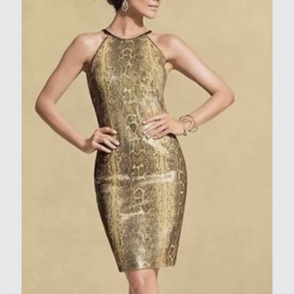 Cache Sz 14 Tiny Sequin Snake Print Mini Dress - image 1